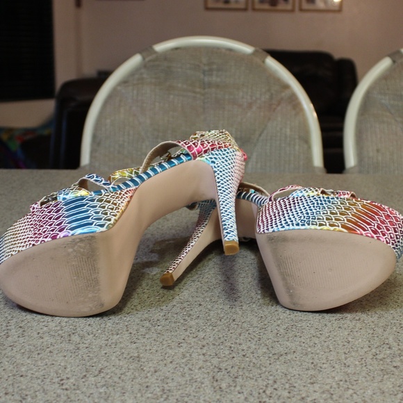 Multi_Colored Stiletto Heel Platform Sandals 12/45 - Picture 8 of 8